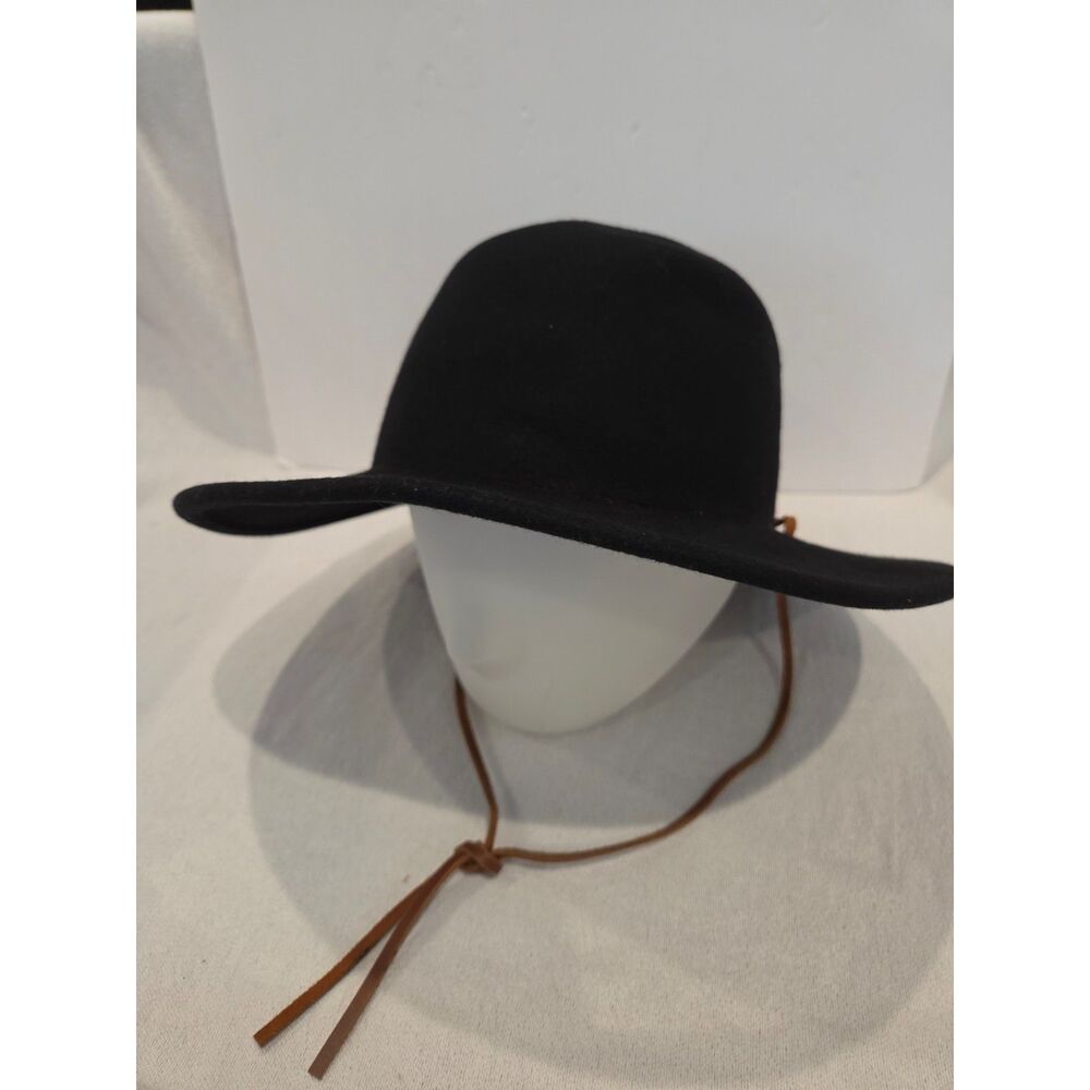 Brixton Tiller Wide Brim 100% Wool Felt Fedora Hat Round Dome Crown Leather
